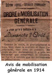 Avis de mobilisation gnrale en 1914.