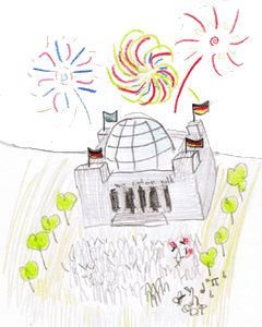 Feu d'artifice prs du Reichstag - jours de fête et jours fériés en Allemagne