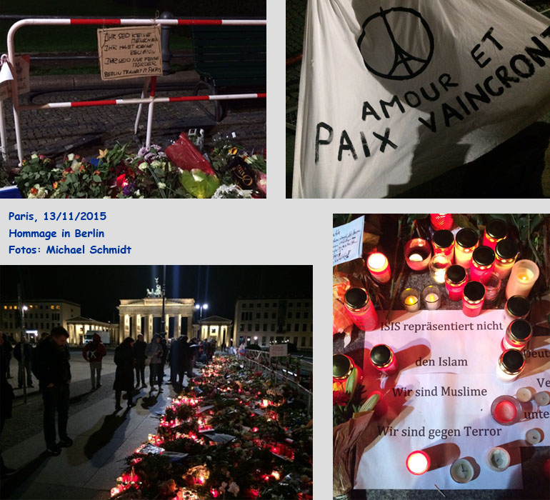 Hommage rendu  Berlin aux victimes des attentats de Paris du 13 novembre 2015